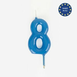 blue number candle - 8