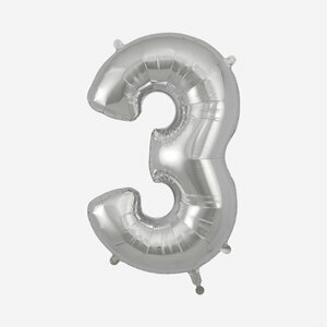 foil balloon silver number 3