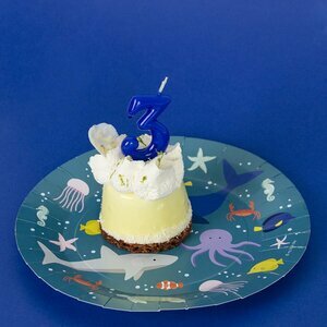 blue number candle - 3