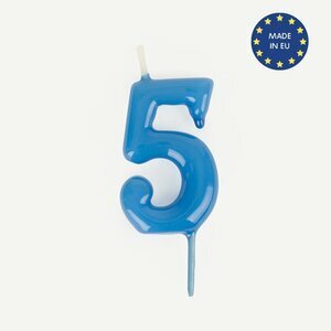 blue number candle - 5