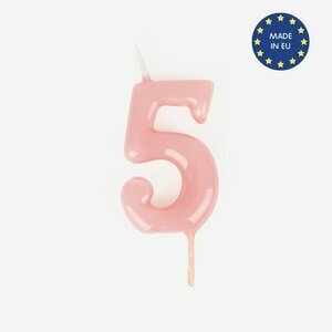 pink number candle - 5
