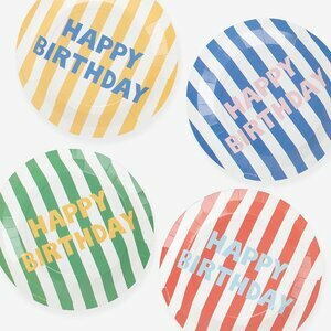 Paper plates - happy birthday stripes