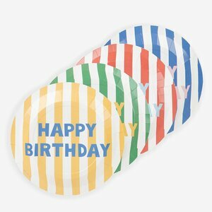 Paper plates - happy birthday stripes